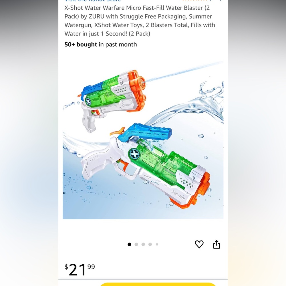 NWT xshot zuru fast fill two pack of squirt guns